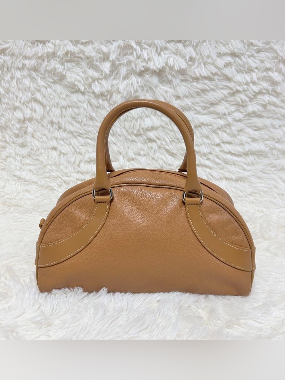 Vintage Longchamp tan leather satchel small